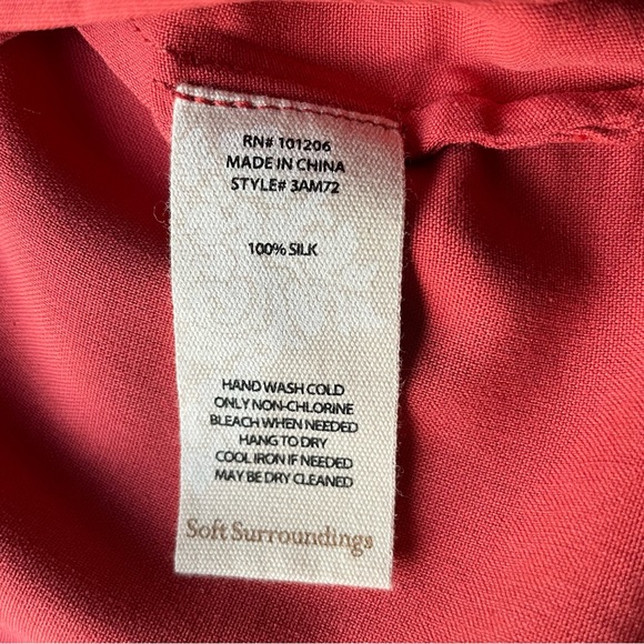 Soft Surroundings 100% Silk Rust Orange button Tunic Top Blouse Petite Small PS - Picture 9 of 12